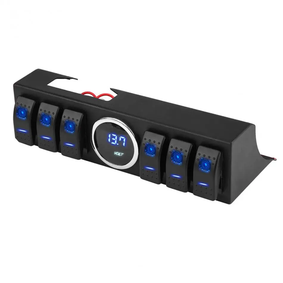 

6 Gang Switch Panel with Bracket and Voltmeter for Auto Car