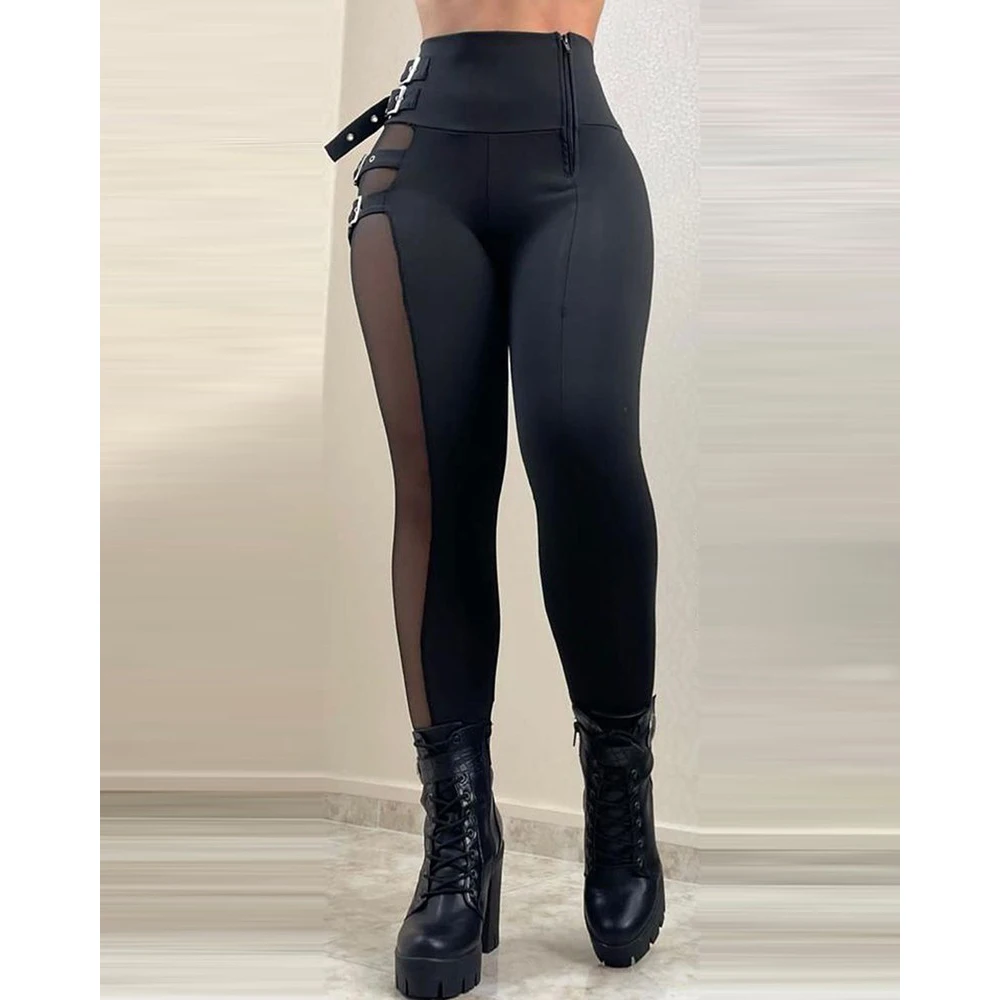 Description Picture 3 of itemSexy Zipper Black Slim Pants 2025 Autumn Women Fashion High Waist Skinny Pencil Pant Female Streetwear Trousers y2k Ladies Pants