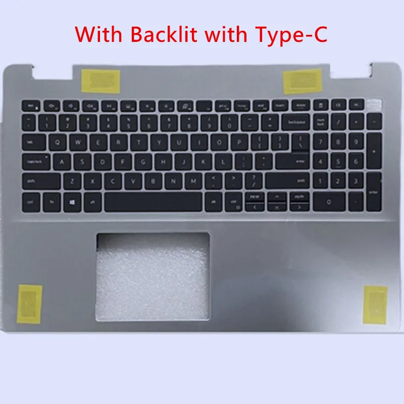 

For Dell Inspiron 15 5593 Silver Laptop Palmrest Upper Cover Keyboard Bezel with US Language Keyboard with/no Backlit Type-C
