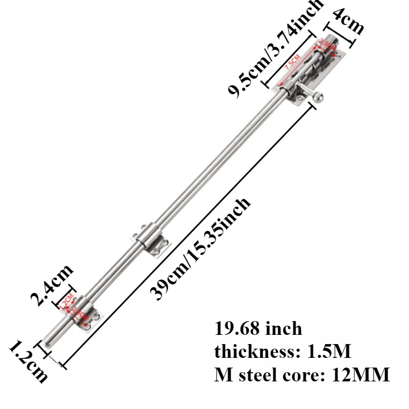 6" 8" 10" 12 Inch Stainless Steel Hardware Door Lock Barrel Bolt Latch Padlock Clasp Set Brushed Stainless Steel