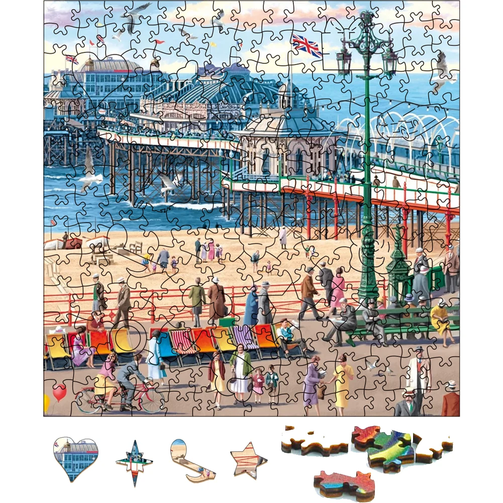 Brighton Pier Wooden Jigsaw Puzzle Toy Board Game Wood Puzzles Entertaining Games For Children Birthday Invite Gift 3D Puzzle 1 set birthday tracking reminder calendar birthday board birthday calendar reminder