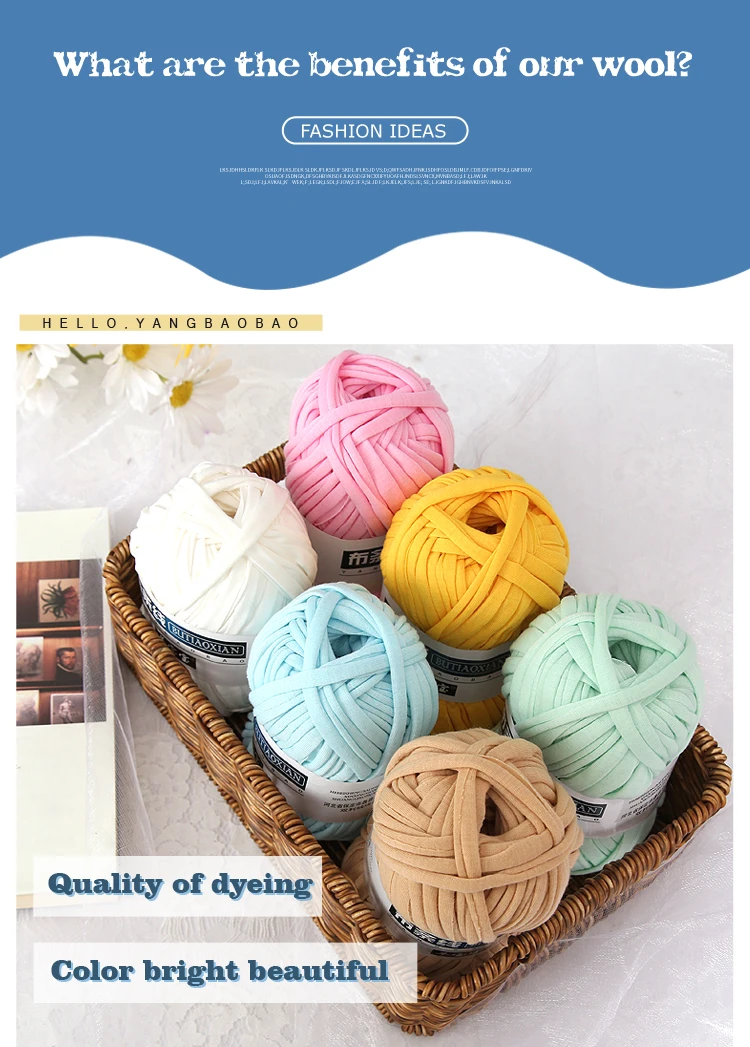 Description Picture 6 of item1pc 100g Thick Yarn Soft Colored Cloth Yarn for Hand Knitting Woven Bag Carpet DIY Hand-knitted Yarn