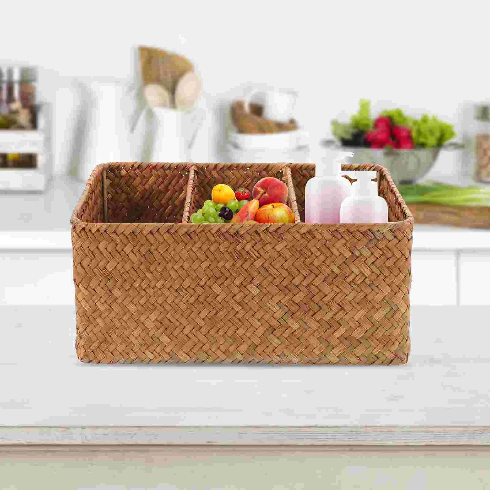 

Straw Desktop Storage Box Bin Organizer Toilet Basket Long Kitchen Counter Bathroom Bins Organizers and for Baskets Hamper