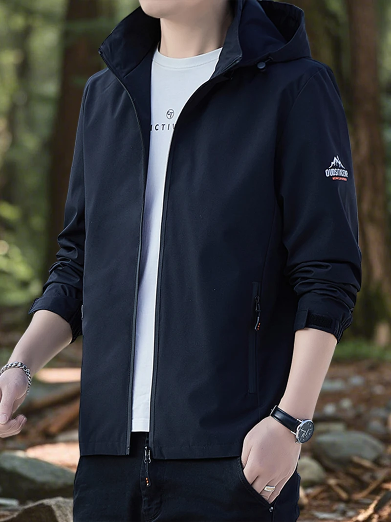 Men's Jackets Outdoor Waterproof Softshell Jacket Hood Men Hiking Camping Outerwear Lightweight Coats Spring and Autumn Hiking Jackets Waterproof Hiking Jackets Waterproof Jacket Waterproof Coats Softshell Jackets
