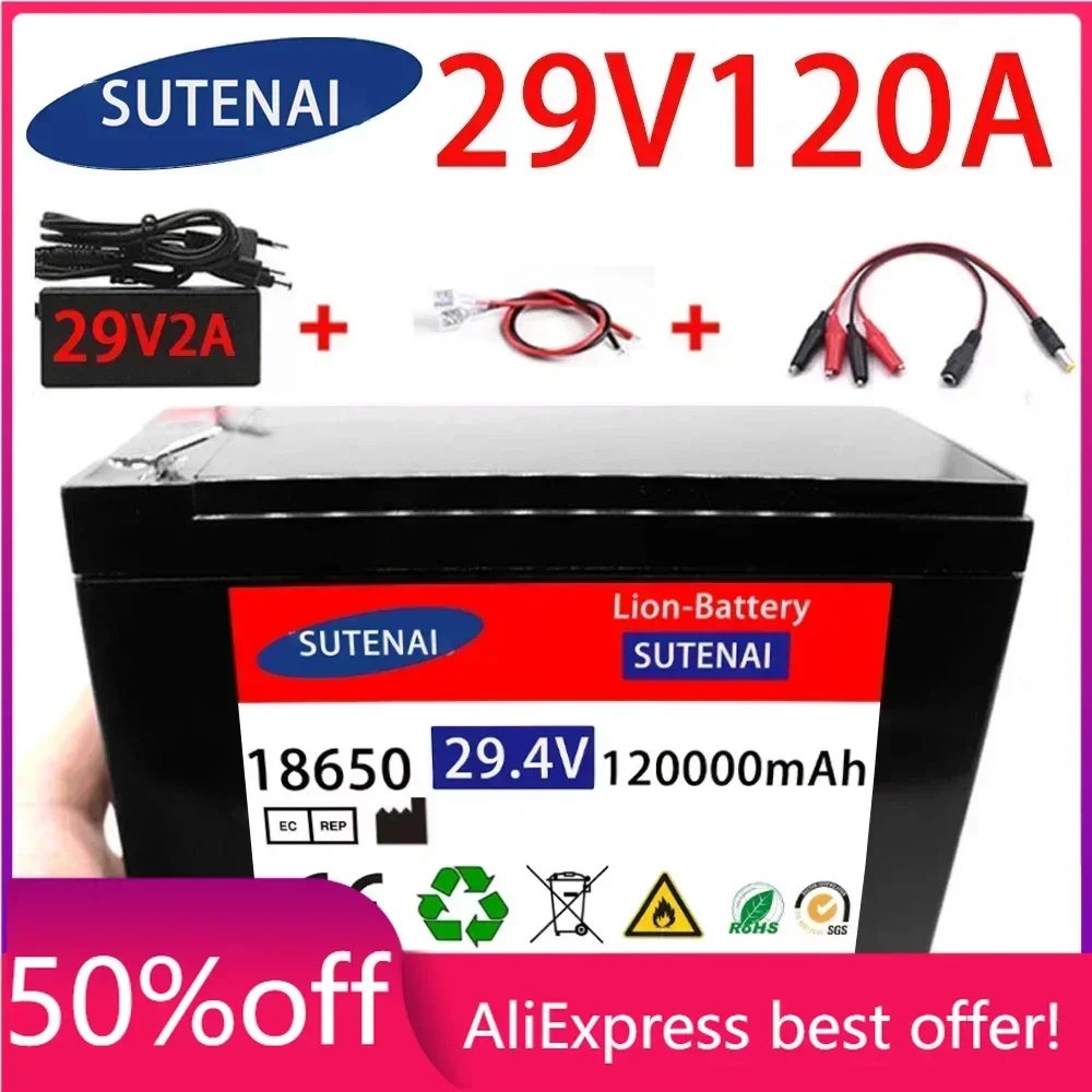 

29v 120A Li Ion 18650 Battery Electric Vehicle Lithium Battery Pack 24V- 29V 35Ah 120Ah Built-in BMS 30A High Current