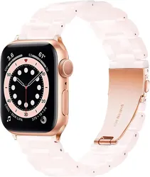Elegant Resin Strap for Smartwatch Fashion Wristband (Pink flower)