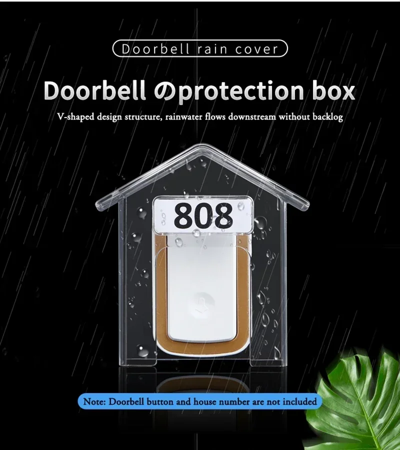 Doorbell Waterproof Cover Transparent Wireless Doorbell Rain Cover Protective Box Outdoor Waterproof Shell