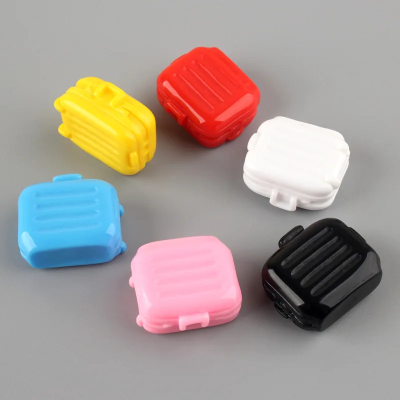 

6pcs Resin Multicolor Mini Trunk Suitcase Luggage Kids Toy Dolls Accessories For DIY Keychain Pendant