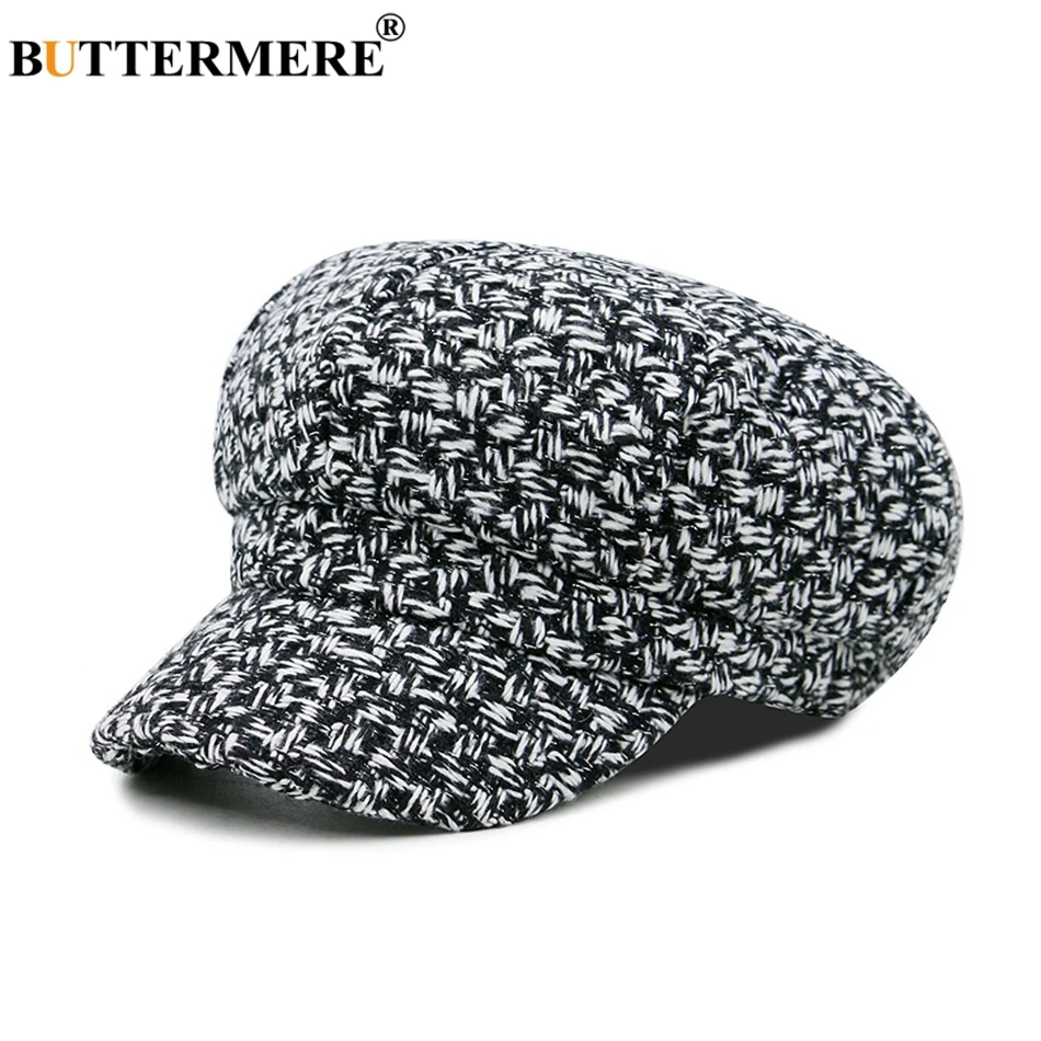 BUTTERMERE Cotton Newsboy Caps Women Spring Autumn Baker Boy Vintage Octagonal Cap Lady Hats Elastic Casual British Beret