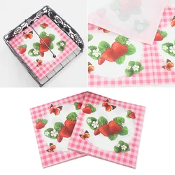 20 Sheets Disposable Napkin Party Strawberry Decor Napkins Paper Towel Supplies Baby