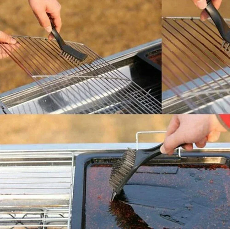 BBQ Brush Barbecue Grill Brush Kitchen Accessories Stainless Steel Wire Bristles Scraper BBQ Grate Cleaner Accessories Tools