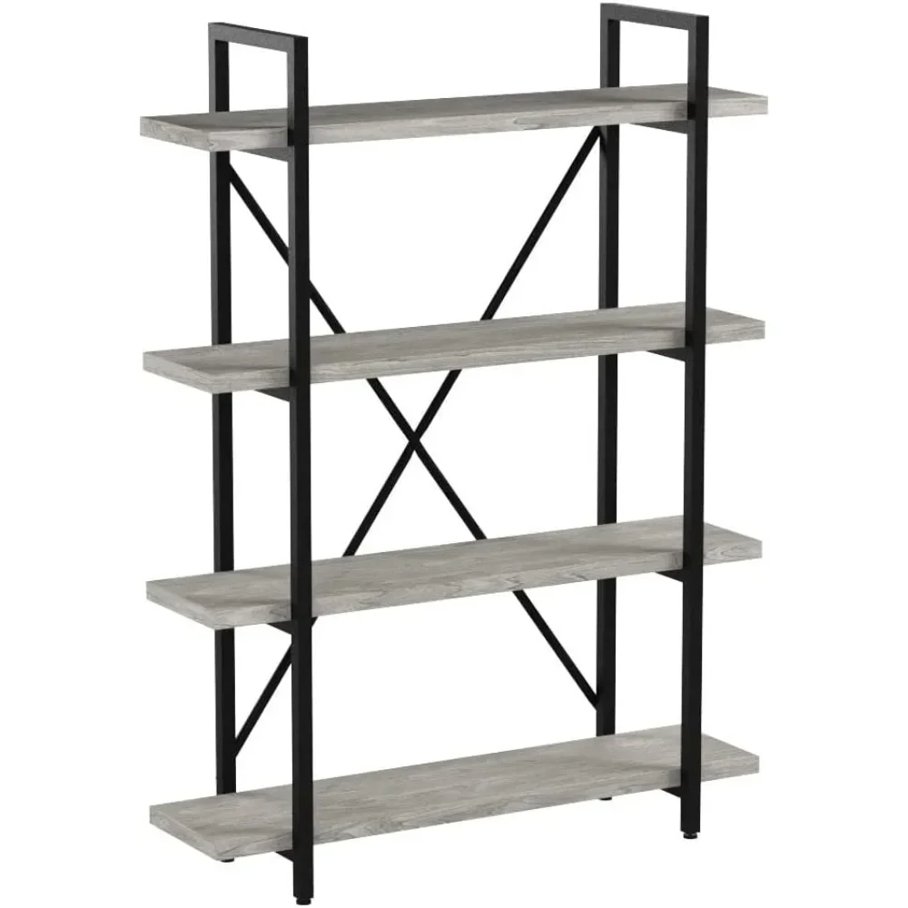 

5-уровневый винтажный книжный шкаф В индустриальном стиле/металлическая и деревянная книжная полка для коллекции, винтажная коричневая, 3/4/5 уровневая (5-уровневая)