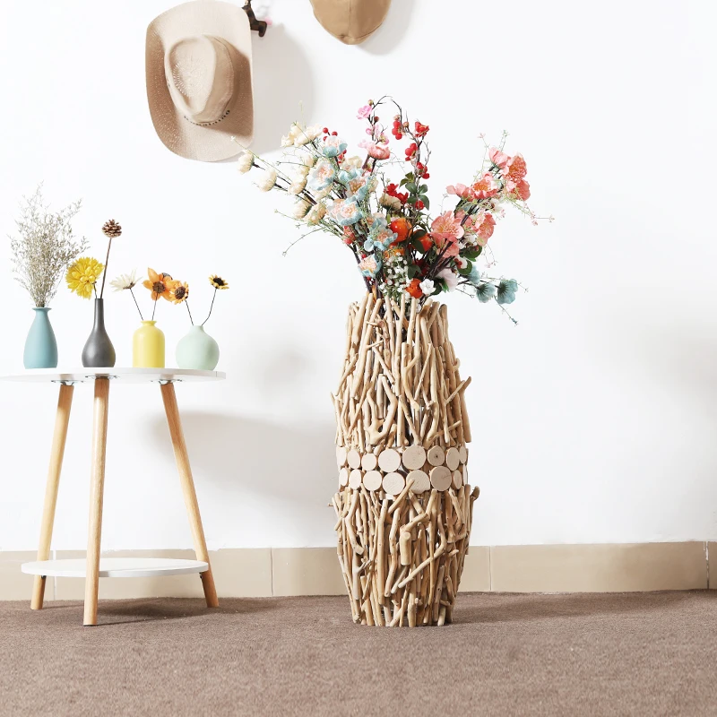 

Floor-to-ceiling vase living room decoration flower arrangement Nordic style modern minimalist dried flower glass vase
