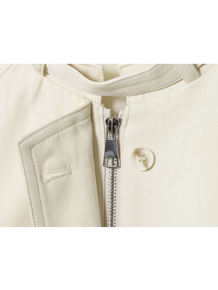 TFMLN Ladies Straight Pants Set Fashion Long Sleeve Button Pocket Stand Collar Jacket Wide Leg Trousers Two Piece Set Autumn