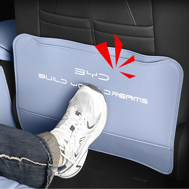 For BYD Seal DMI EV Car PU Leather Anti Kick Mat Pad Car Anti-kick Protector Mats Seat Back Protector Accessories