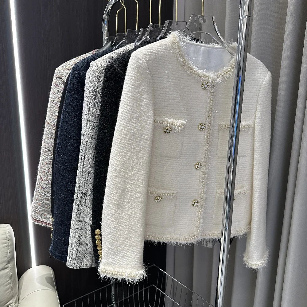 

High Quality Tweed Long Sleeve Top Jackets For Woman Lux Design Women's Jacket Coat Tweed Cropped Jacket Outerwears Coats Woman