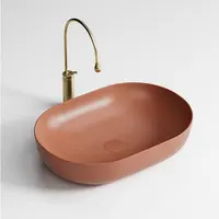 อ่างล้างหน้าเซรามิกสีแดงอิฐ อ่างเคาน์เตอร์สียุโรป ระเบียงห้องน้ํา อ่างล้างหน้าศิลปะ GN749UP 1