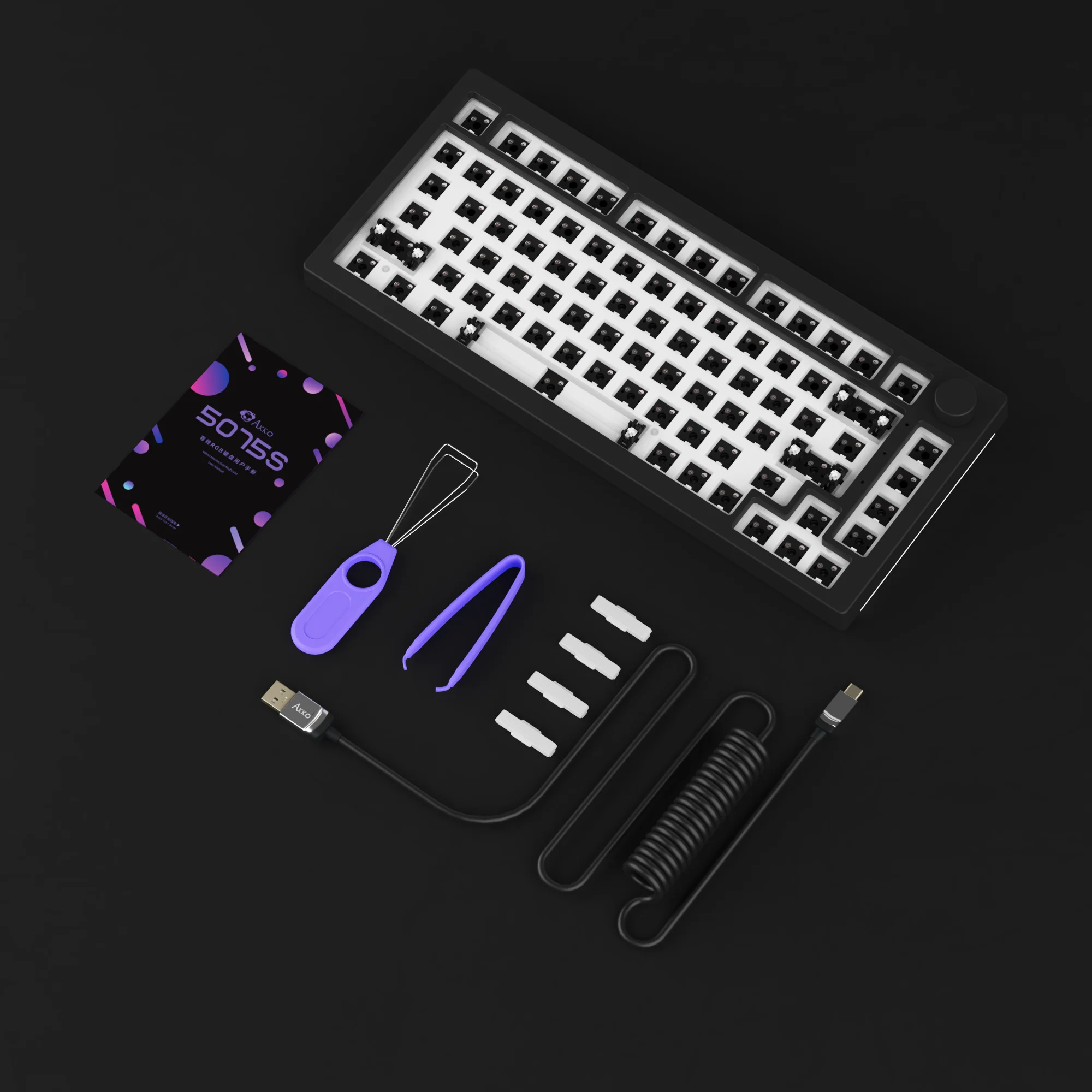Akko 5075B VIA 키트 75% RGB 3/5 핀 핫 스왑 유선/2.4G/BT 5.0 손잡이 가스켓이 있는 무선 맞춤형 기계식 게임용 키보드 키트
