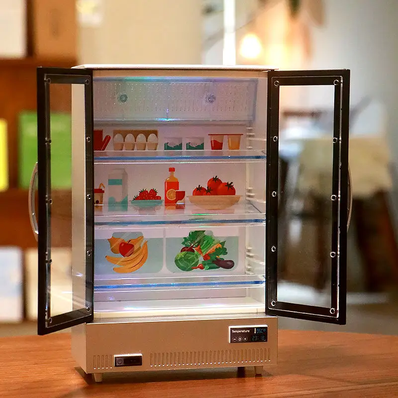 Doll House Furniture Model Miniature Fridge Decoration Mini House Refrigerator Decor 3