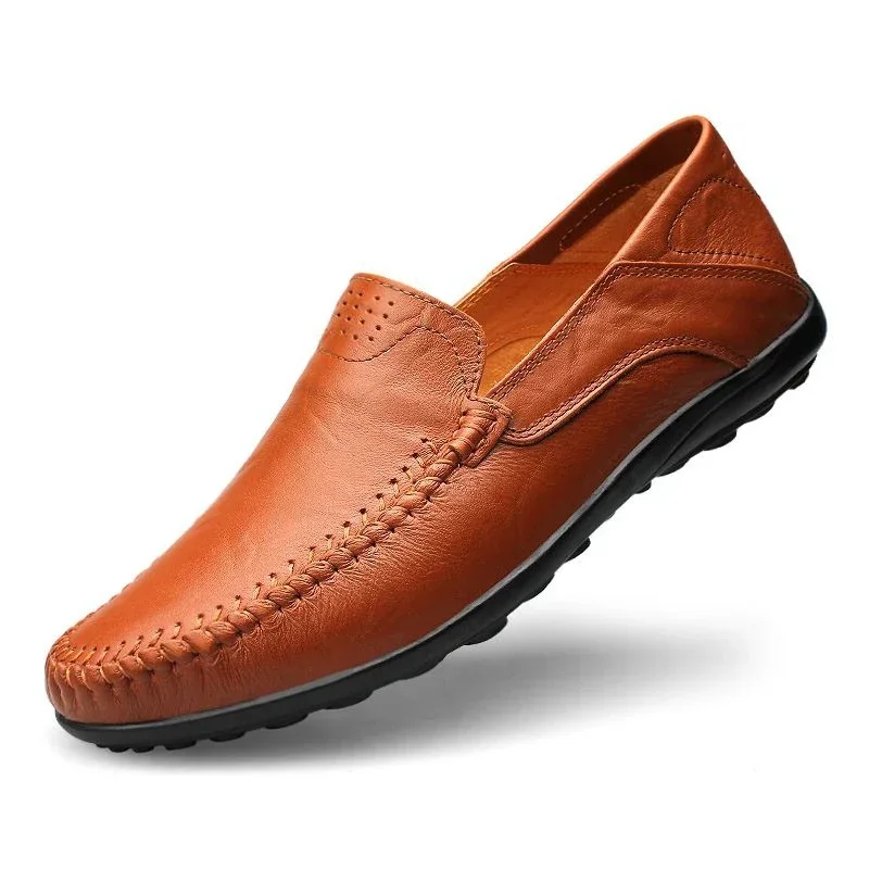 Genuine Leather Men Shoes Casual Italian Mens Loafers Moccasins Luxury Brand Formal Slip on Male Boat Shoes Zapatos De Hombre 2
