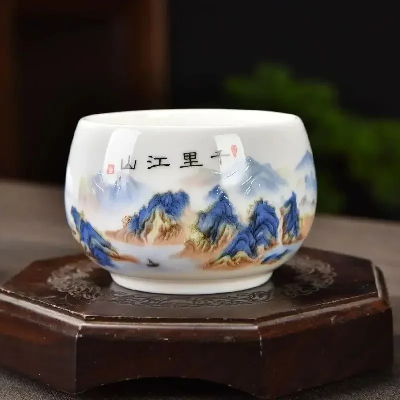 Portable Exquisite Lamb Fat Jade White Porcelain Tea Cup Handmade Ceramic Teacup Tea Set Personal Master Cup tea cup