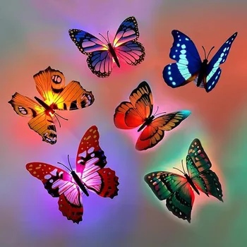 LED Decorative Night Light Exquisite 3D Butterfly Home Living Room Wedding Garden Party Colorful Butterfly Light Wall Stickers