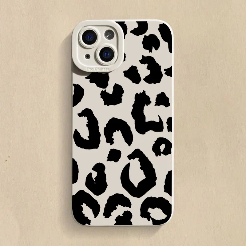 Chic Black Leopard Print Silicone Shockproof Phone Case - Soft Candy Cover