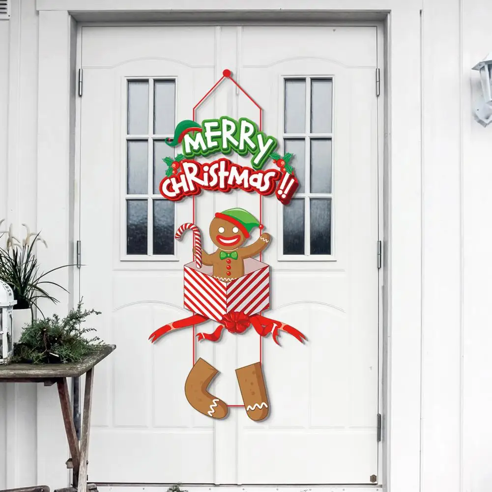 

Front Door Christmas Pendant With Lanyard Santa Claus Gingerbread Man Xmas Theme Flag Hanging christmas decoration natal