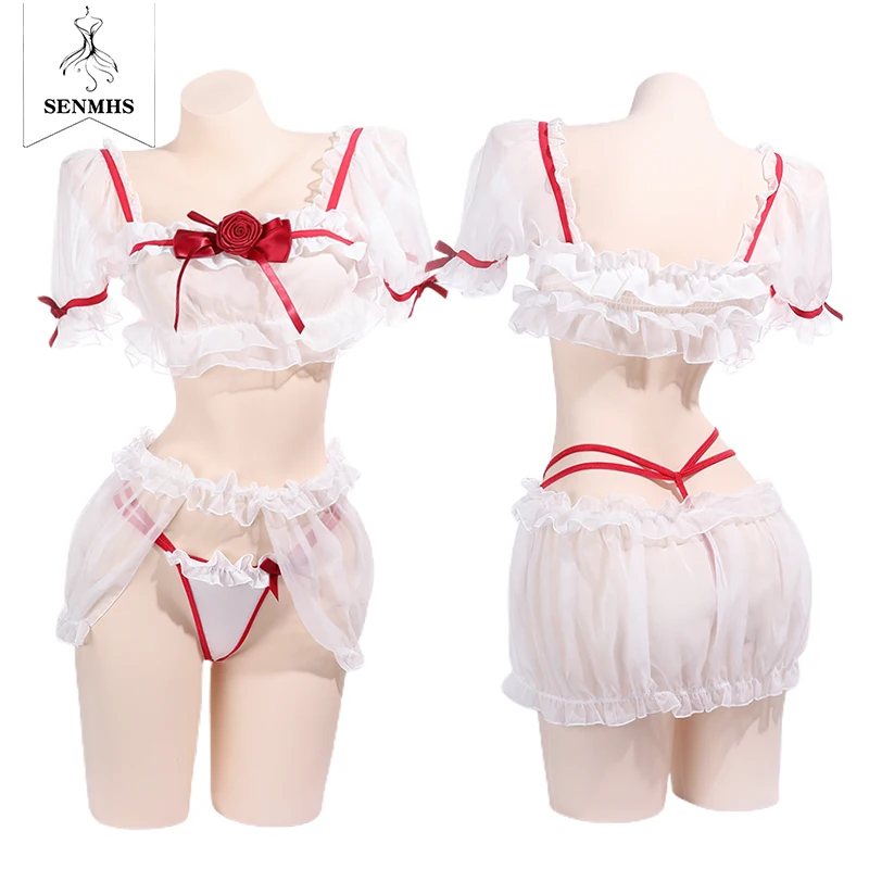 

SENMHS Sexy Lingerie Cosplay Perspective Maid Soft Fabric Underwear Erotic Temptation For Woman Costume Pajamas