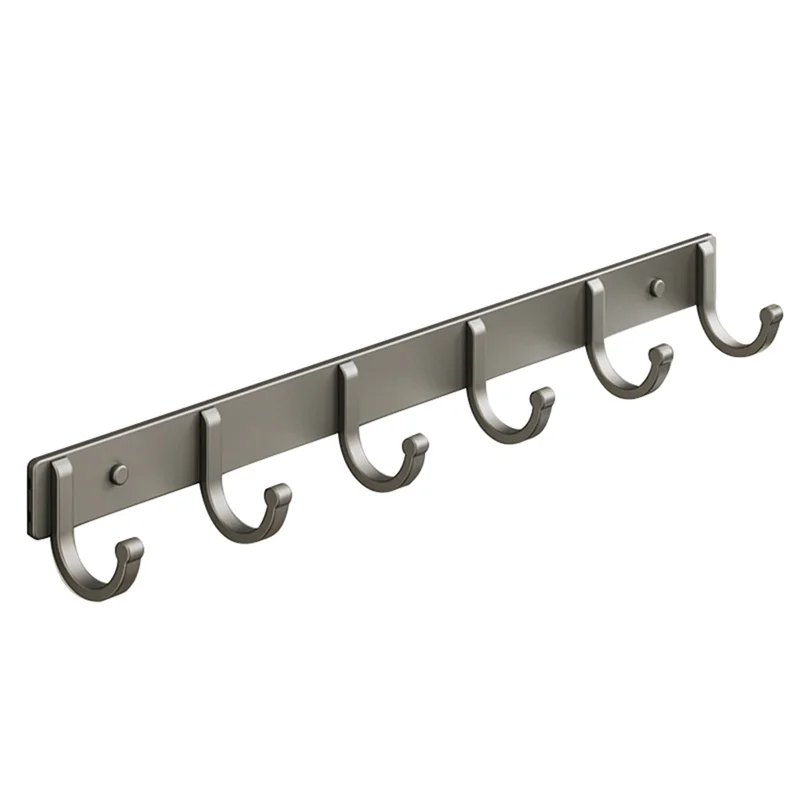 A88K-Space Aluminum Hook Bathroom Towel Hook Living Room Door Back Clothes Simple Storage 6 Hooks To Save Space