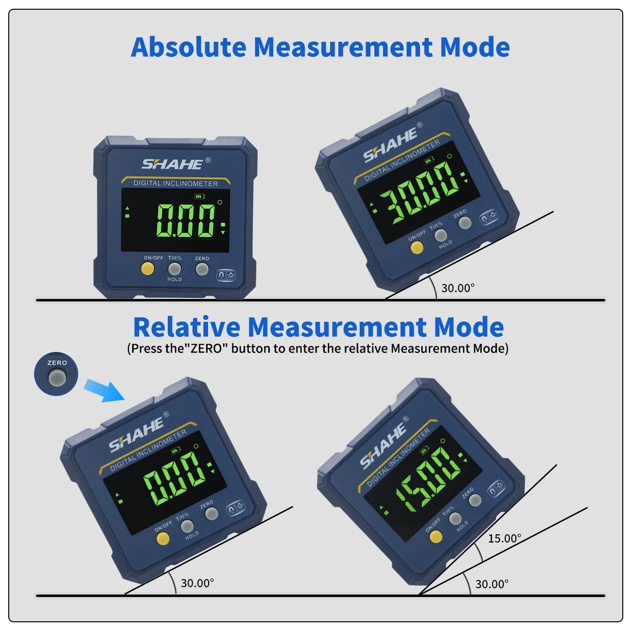 Digital Angle Protractor Angle Protractor Digital Angle Meter Angle Measuring Tool Digital Inclinometer SHAHE 4-sides Magnets Digital Angle Finder Protractor 2 In 1 Digital Level Angle Gauge Rechargeable Inclinometer