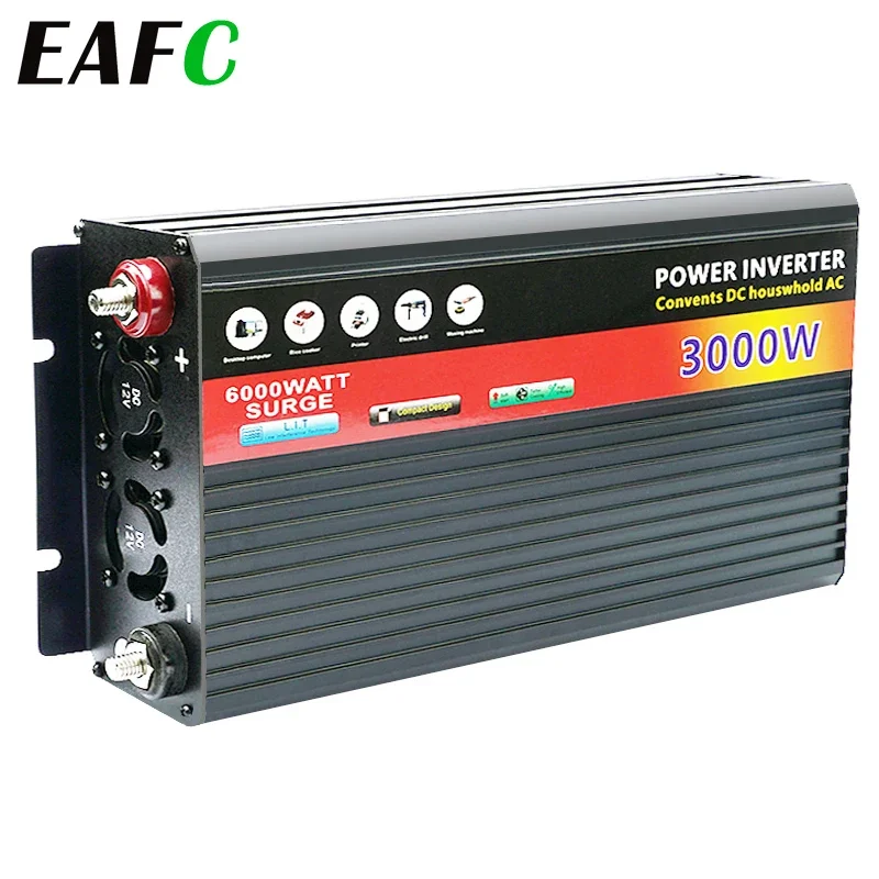 12V/24V DC zu AC 220V Wechselrichter Auto Wechselrichter Spannungswandler 2000W/3000W mit USB-Autoladegerät für Auto Home