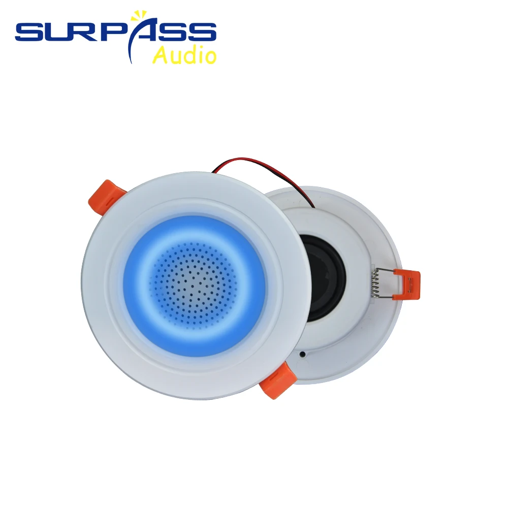 Bluetooth Speaker Wall Ceiling Speaker LED Ceiling Lamp Mini Bluetooth LED Light Ceiling Speaker 2.5 inch Downlight Colorful Ceiling Dimmable Music Lamp Loudspeaker with Remote Control
