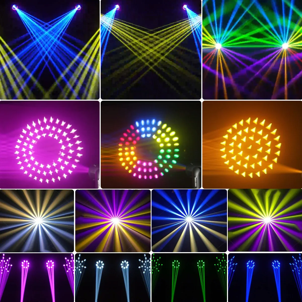 Mini 295W Moving Head Light with LED Ring Beam+Spot+13 Patterns+Dual Prism Stage