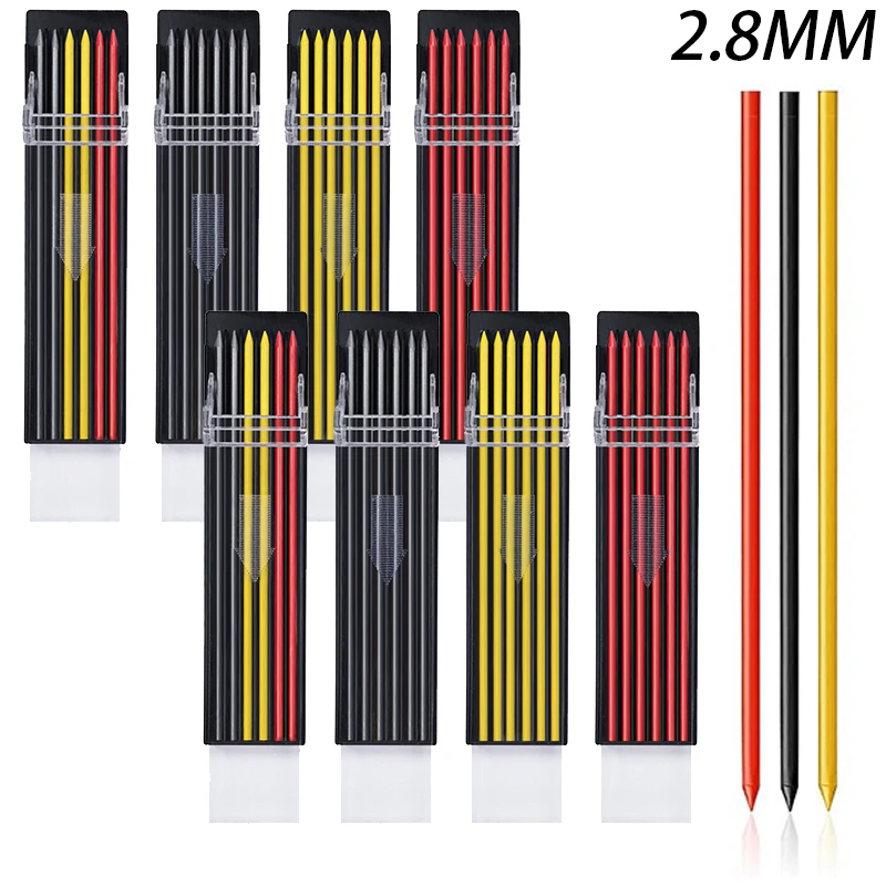 6 개/상자 2.8mm 색상 기계식 연필 리필 2B 지울 수있는 다채로운 리드 아트 페인팅 드로잉 도구 학생 문구
