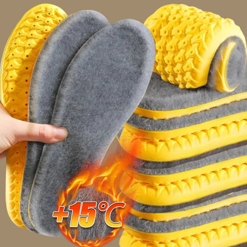 Self Heated Thermal Insoles for Feet Winter Warm Memory Foam Shoe Pads for Men Women Thickened Plush Elasticity Sports Shoe Pads