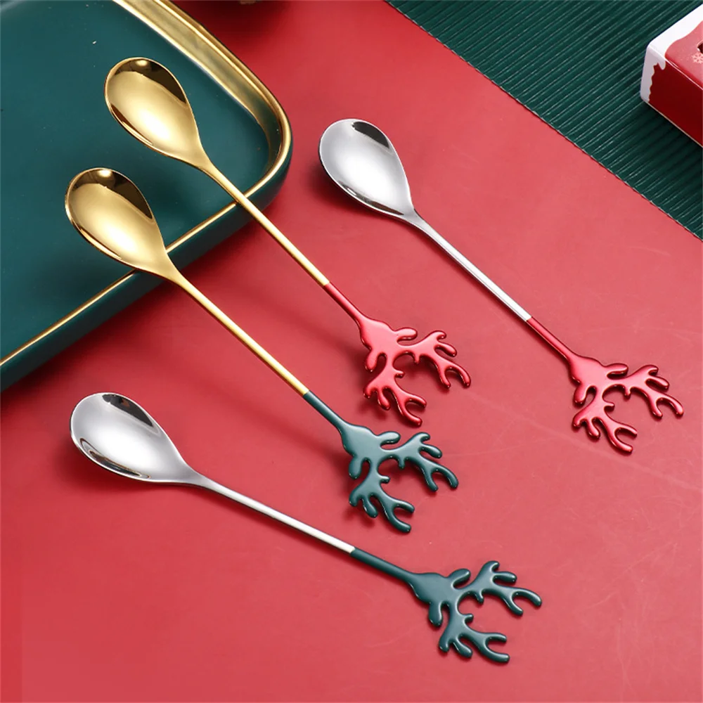 2pcs/Set Stainless Steel Spoon Deer Head Shape Dessert Bartender 5 S7ee12a53f0b74583b8ba2feb596616ceh