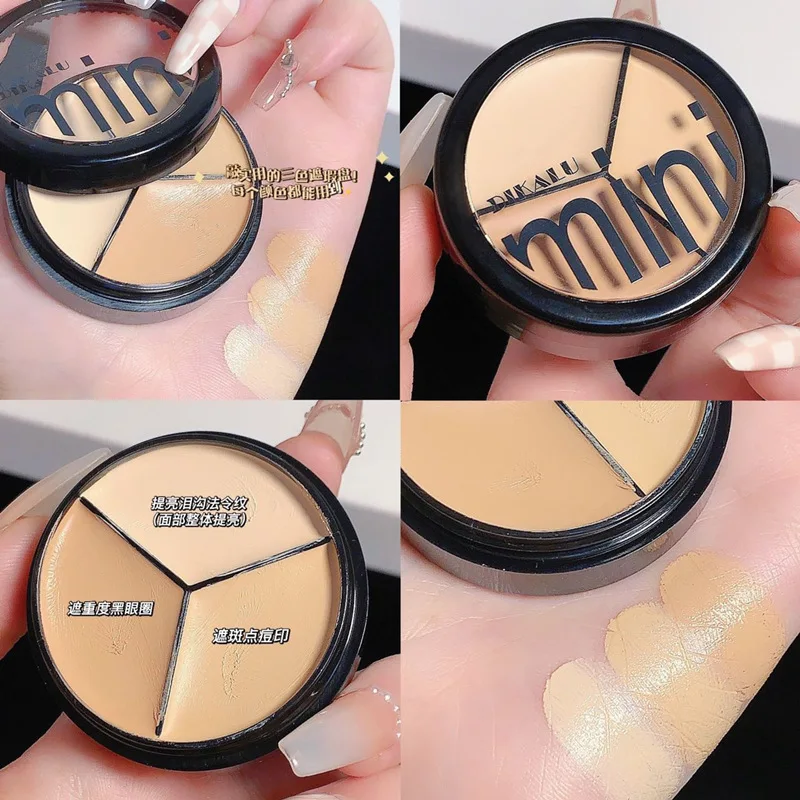 

3 Colors Concealer Cream Full Coverage Acne Spot Dark Circles Contour Concealer Palette with Brush Moisturizing Cosmetics Makeup