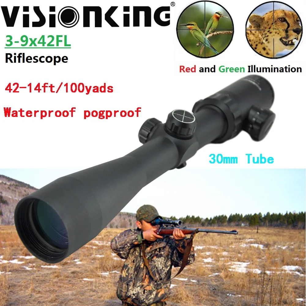 Visionking 3-9x42 FMC Rifle Scope Tactical Hunting Illuminated Red Dot ...