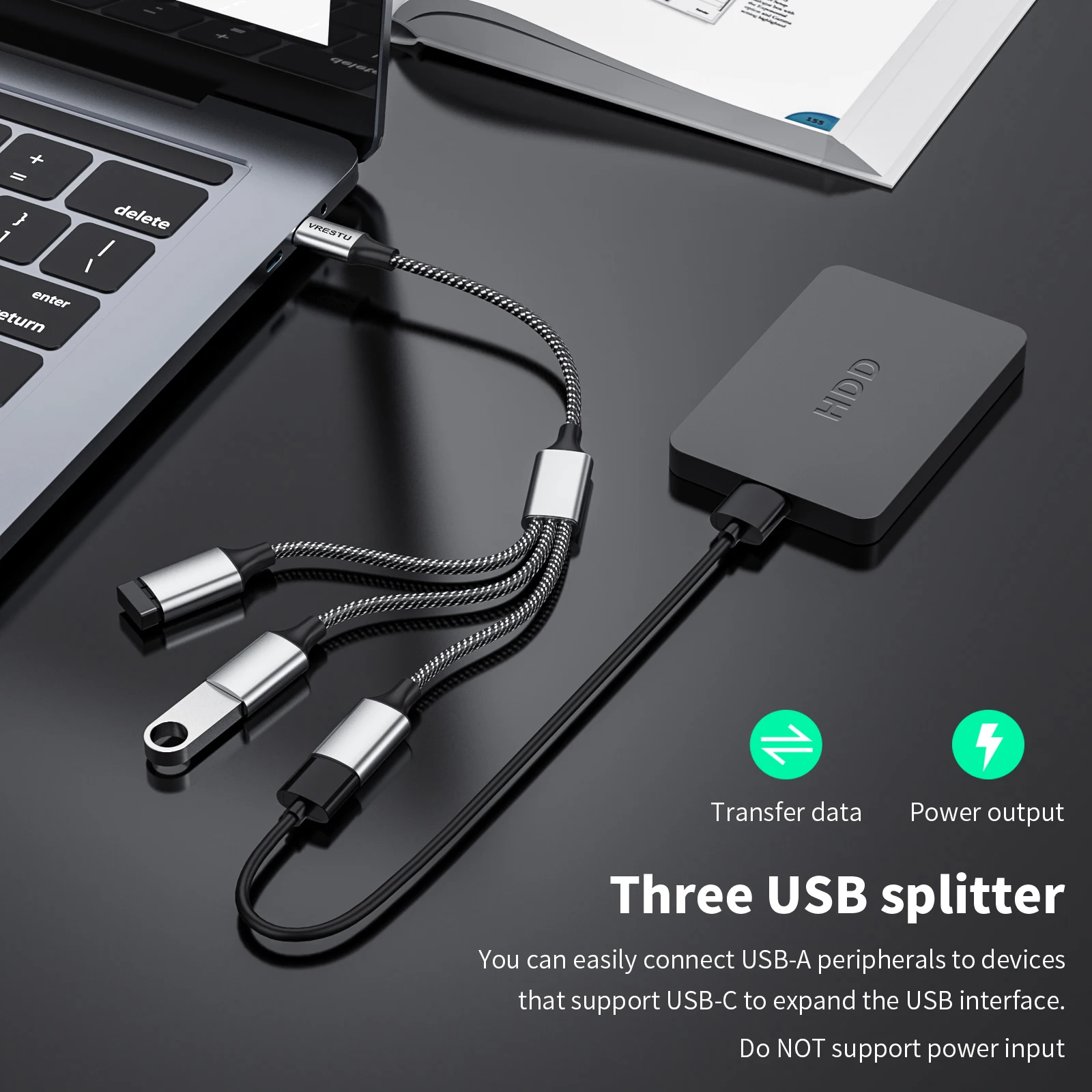 Type C to USB OTG Adapter Cable USB-C Male to USB2.0 Female Expansion HUB for MacBook Pro Samsung iPad Pro Xiaomi Extender 3Port 2