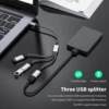 Type C to USB OTG Adapter Cable USB-C Male to USB2.0 Female Expansion HUB for MacBook Pro Samsung iPad Pro Xiaomi Extender 3Port 2