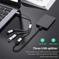 Type C to USB OTG Adapter Cable USB-C Male to USB2.0 Female Expansion HUB for MacBook Pro Samsung iPad Pro Xiaomi Extender 3Port 2