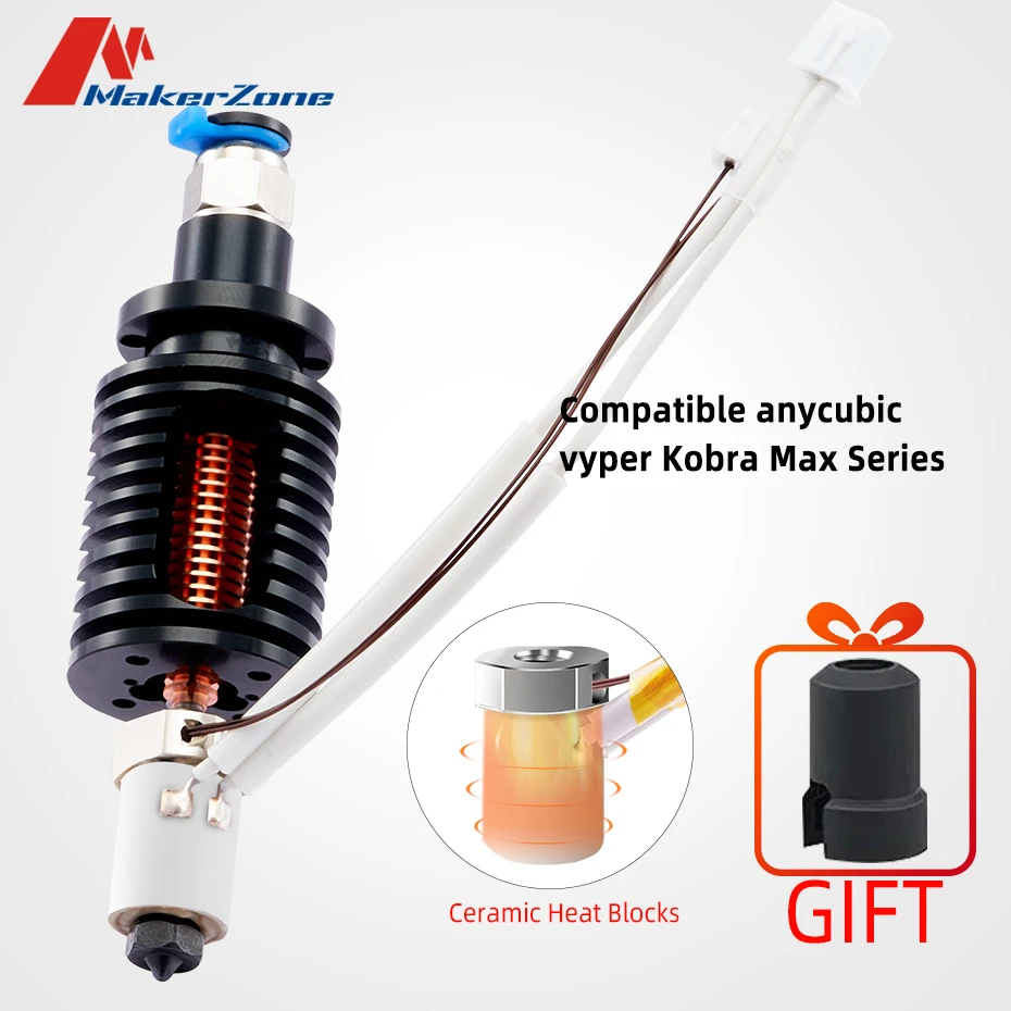 Nuovo Aggiornato Vyper V5 Hotend Drago Vulcano Ch Blocco Riscaldante Ugello In Acciaio Temprato Compatibile Con Anycubid Vyper Kobra Max