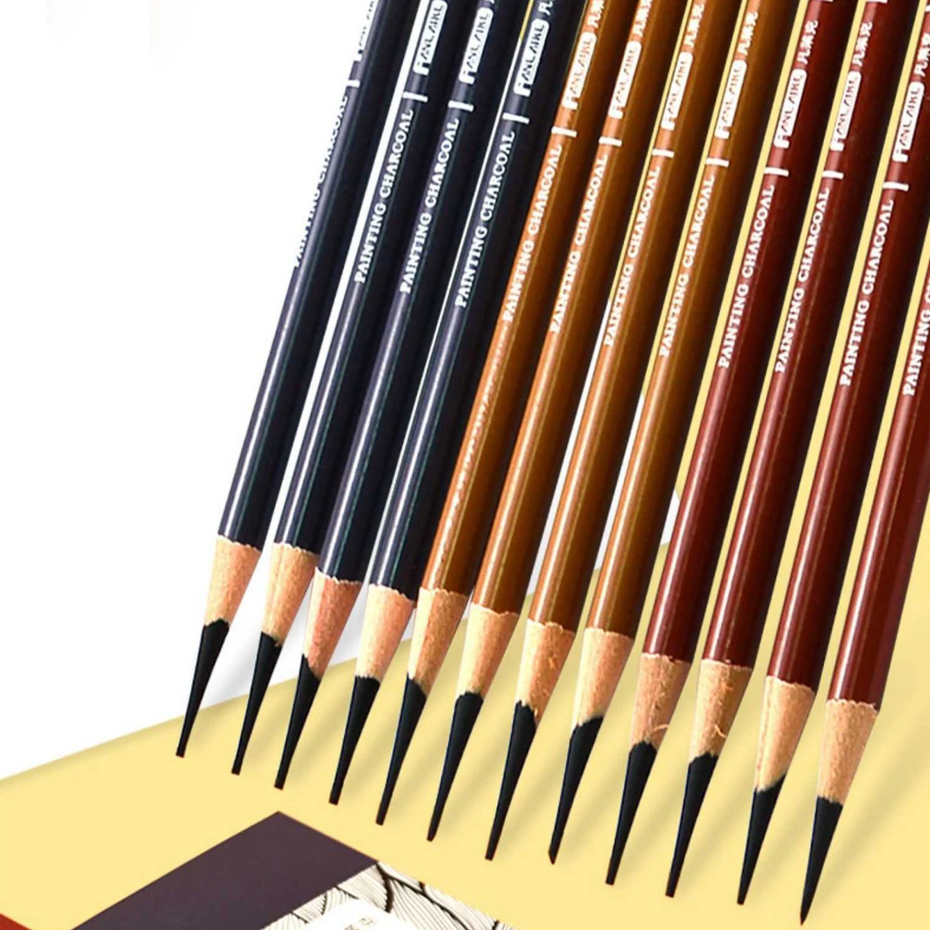 Charcoal Pencils Drawing Set Soft Medium & Hard Charcoal Pencils Drawing Sketching Shading Professional 10 Pieces