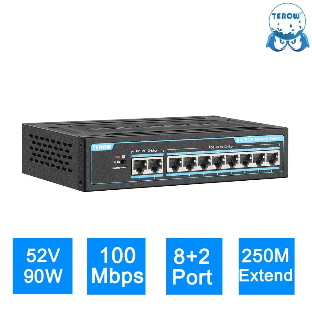Terow Poe Switch 10-порт 100 Мбит