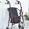 Aluminum Alloy Elderly Shopping Handcart, Push-and-Sit Capability, Four-Wheel Foldable Cart, Seating Mobility Walker 4