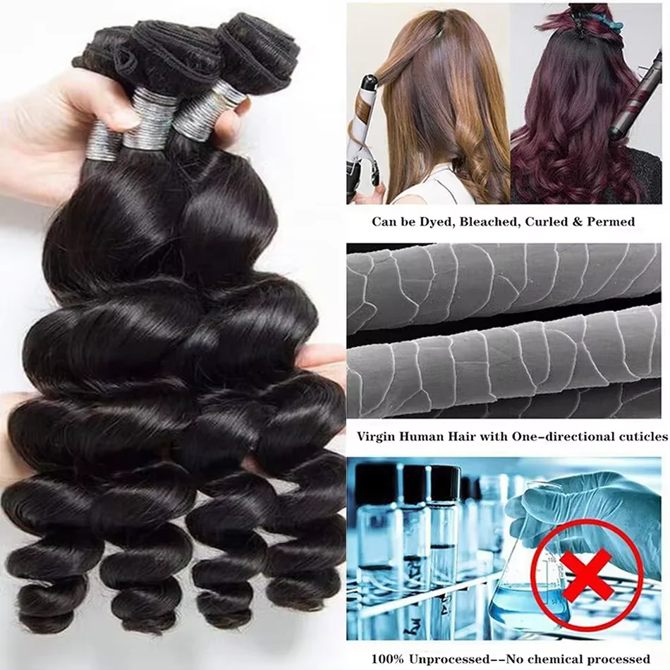 Human Hair Extensions Loose Wave Bundles 1 3 4 Bundles For Black Women human hair bundles