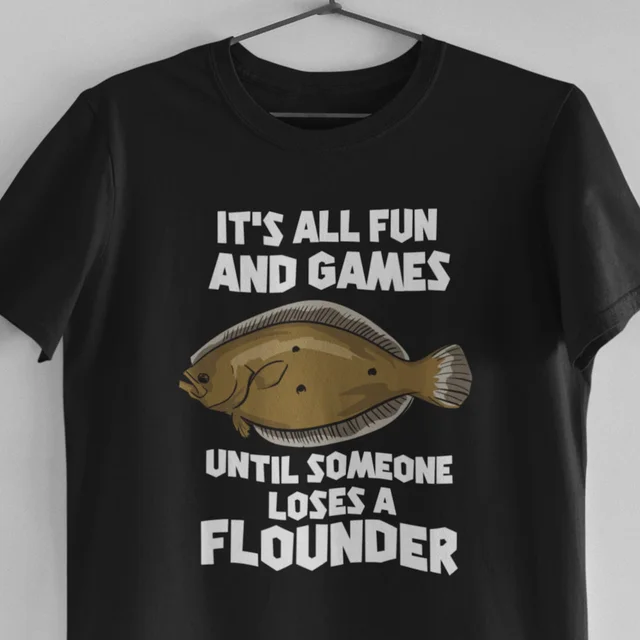 넙치 낚시 티셔츠, Fluke Fisher Loses A
