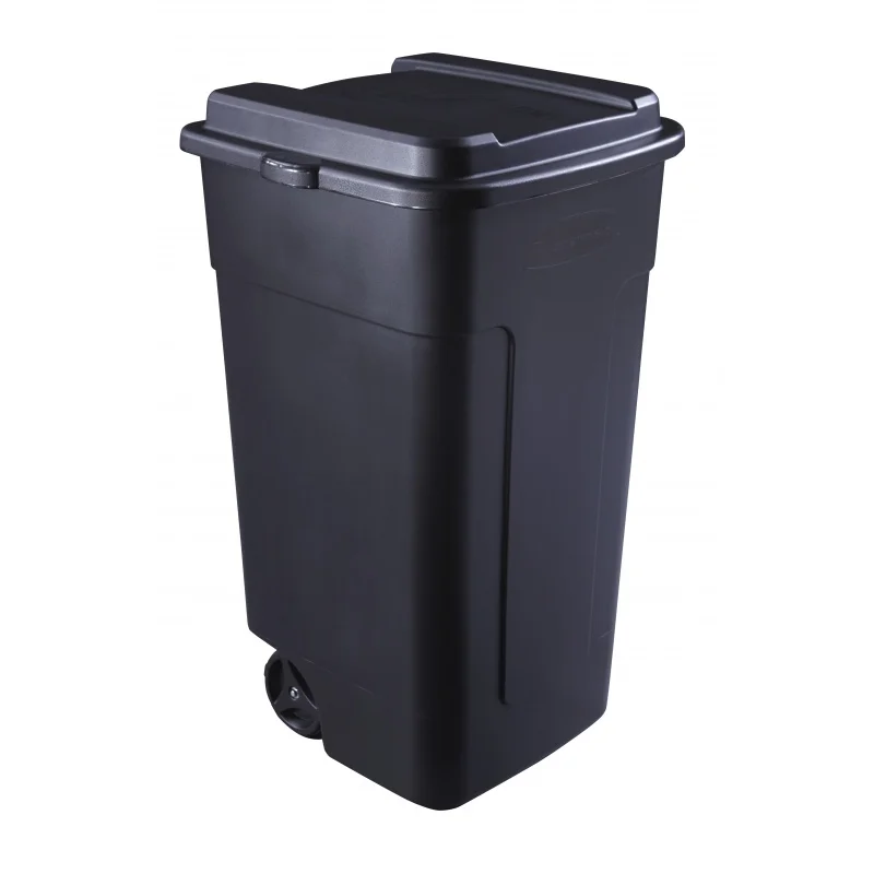 

Пластиковая мусорная корзина Rubbermaid на колесиках, 50 галлонов, Черная