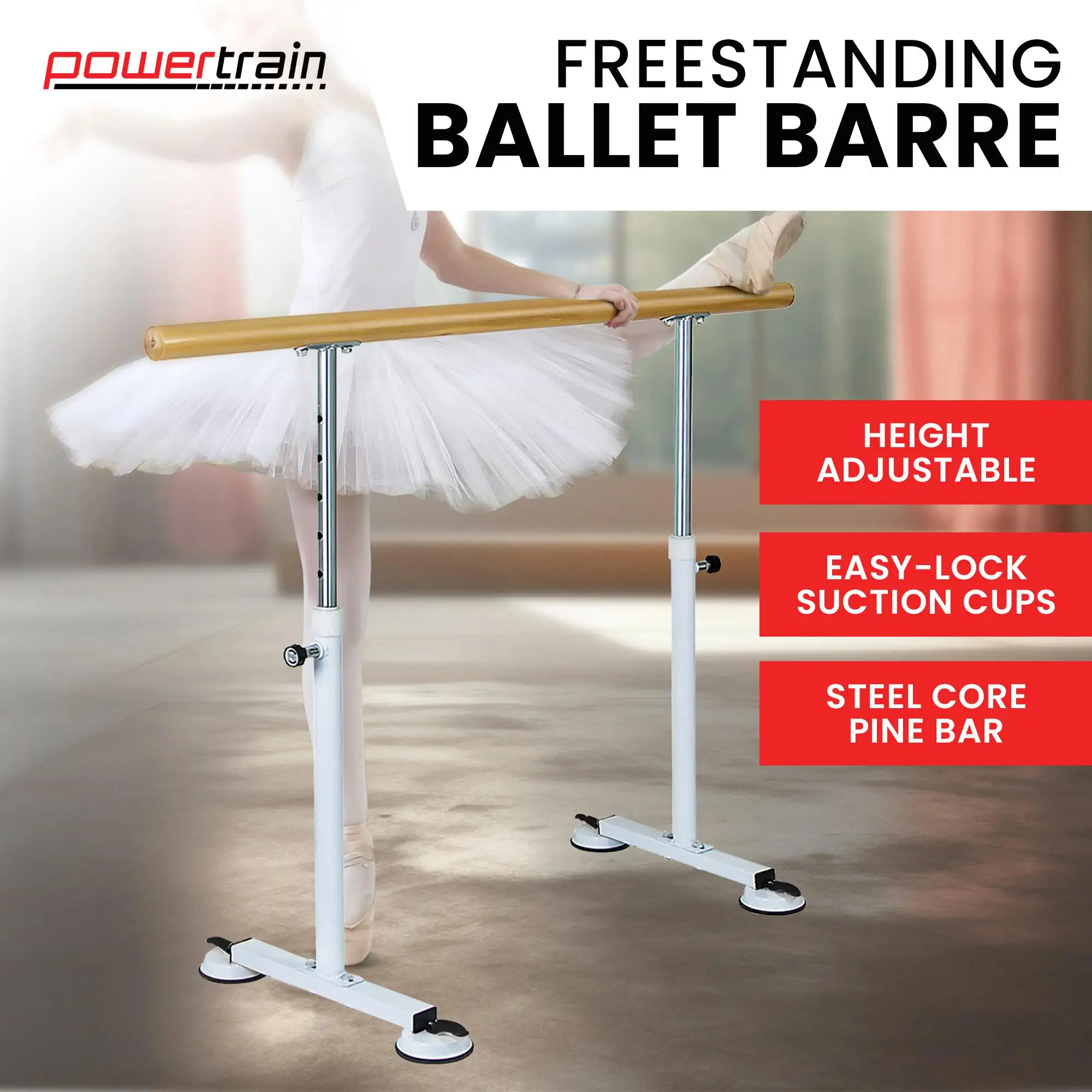 Professional Freestanding Ballet Barre Adjustable Height Durable Design Multipurpose Fitness Barre